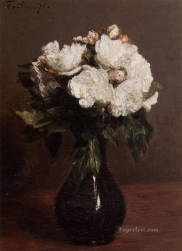 Henri Fantin Latour Painting - White Roses in a Green Vase Henri Fantin Latour